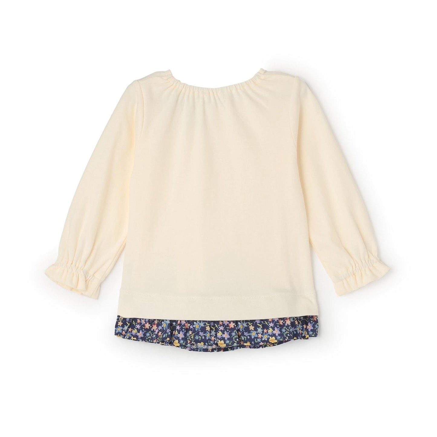 小花圖案長袖蝴蝶結T恤