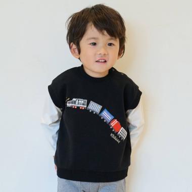 電車圖案貼布繡多層次風格套頭衫