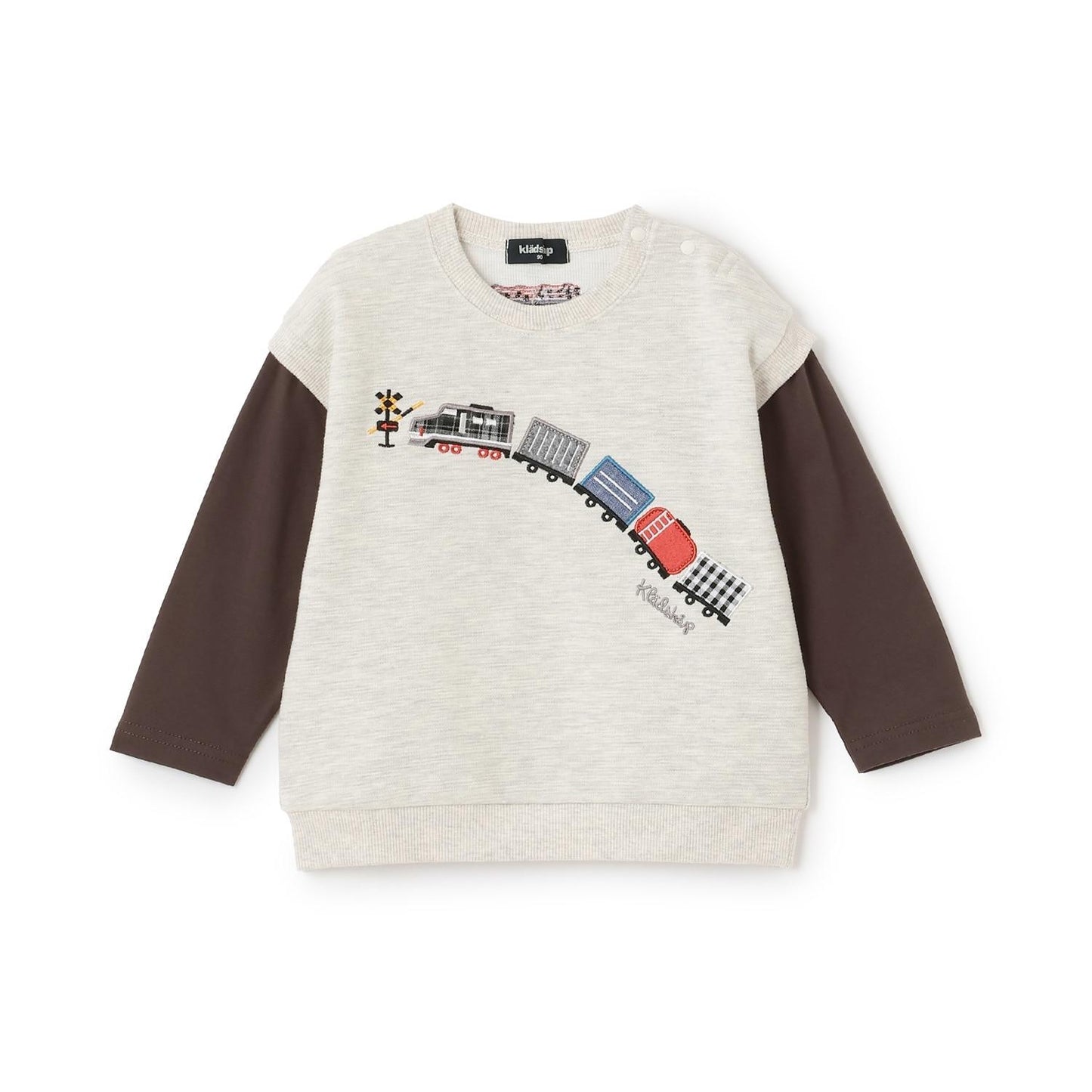 電車圖案貼布繡多層次風格套頭衫