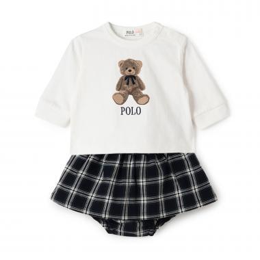 【POLO BCS】熊圖案長袖T恤+裙褲套裝