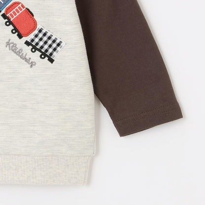 電車圖案貼布繡多層次風格套頭衫