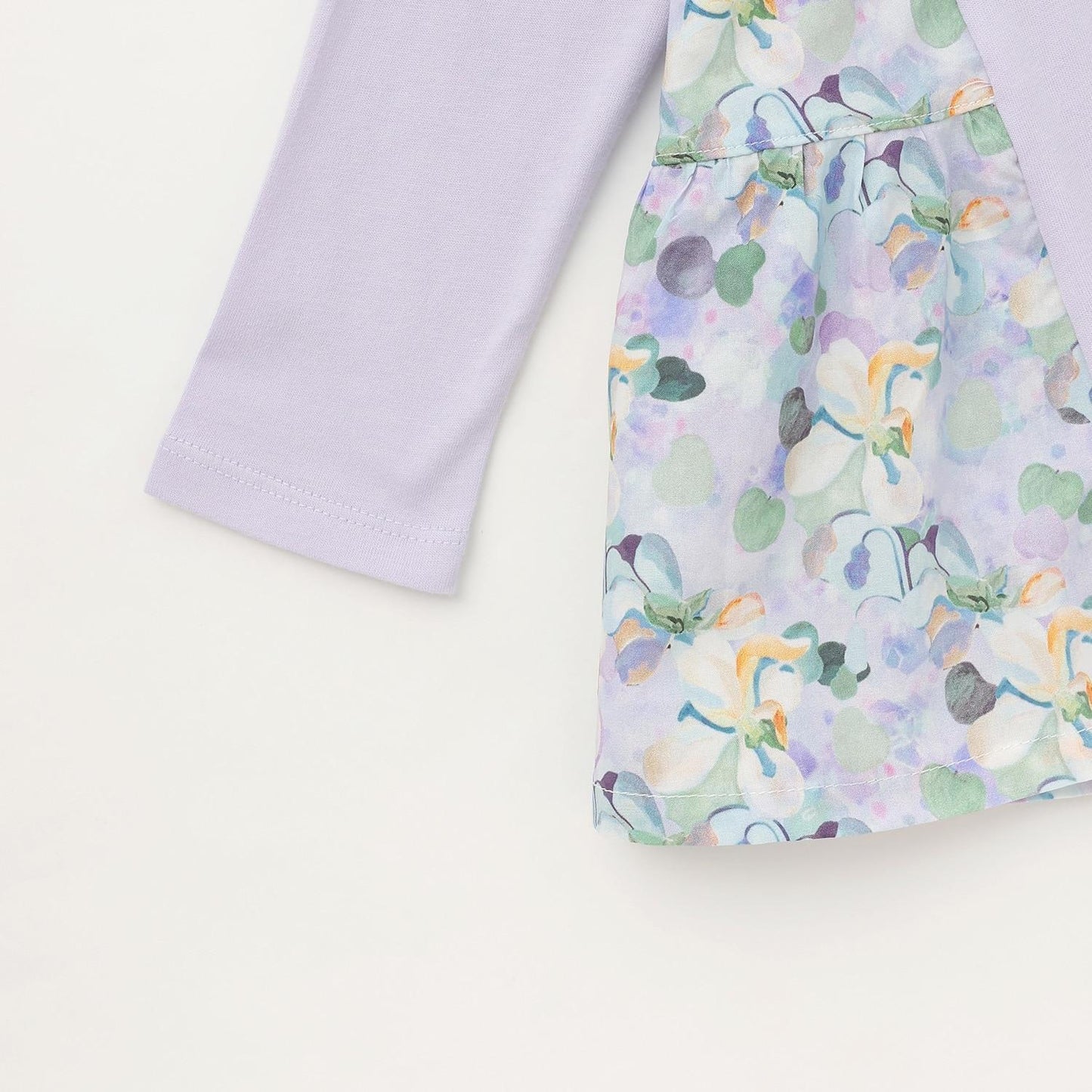 花卉拼接層疊連衣裙式上衣