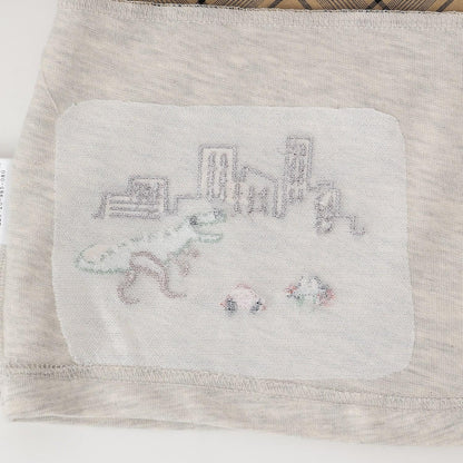 恐龍與城市格紋拼接長袖T恤