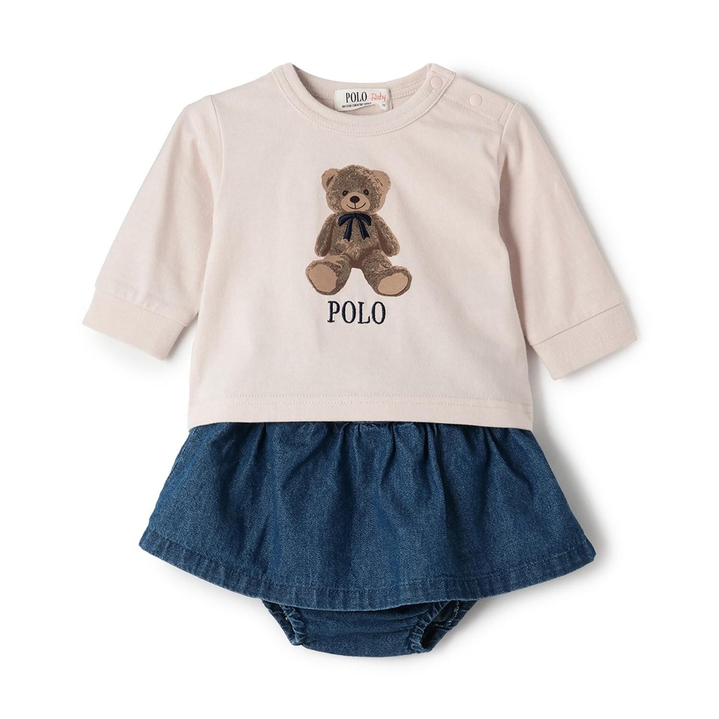 【POLO BCS】熊圖案長袖T恤+裙褲套裝