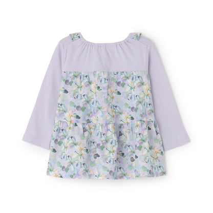 花卉拼接層疊連衣裙式上衣