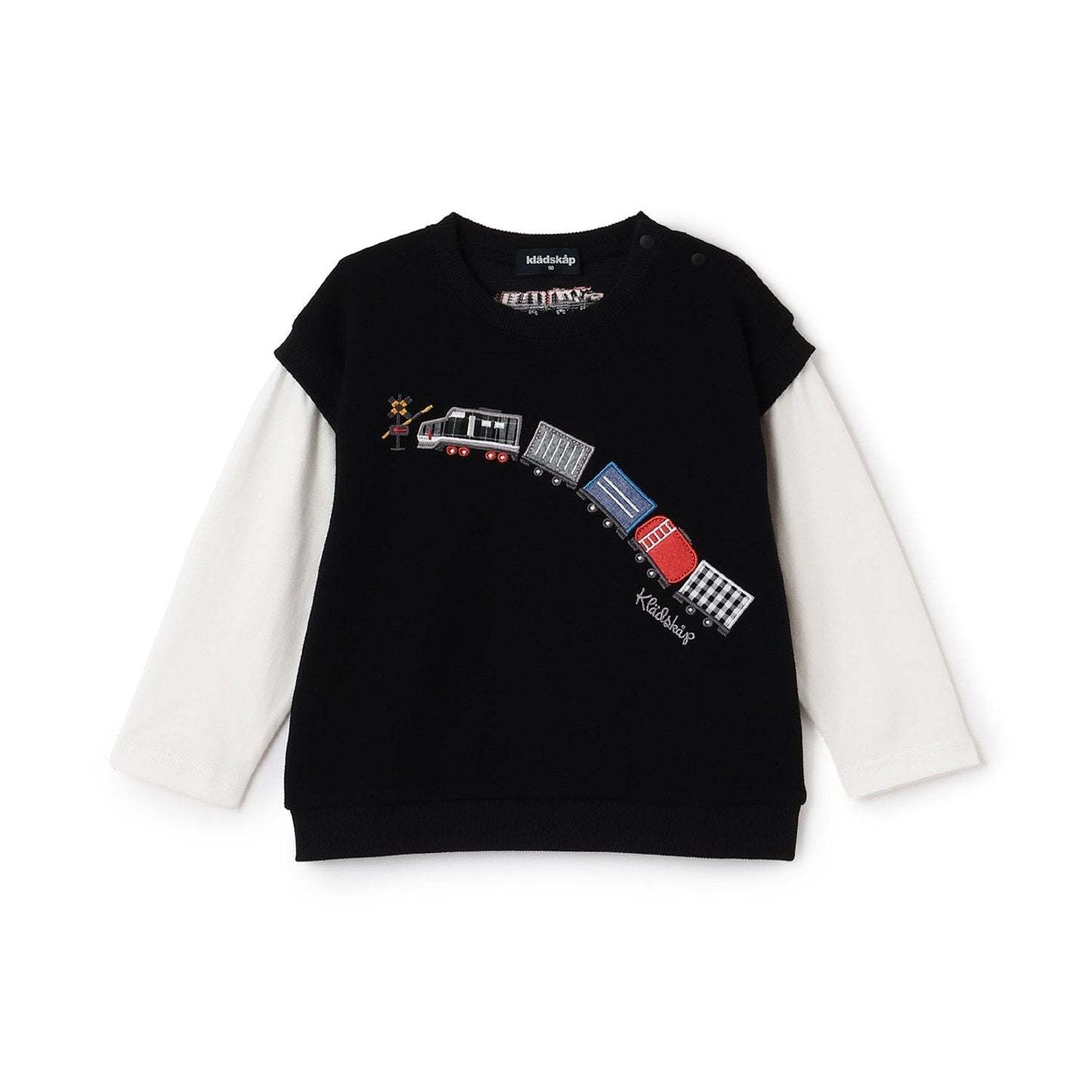 電車圖案貼布繡多層次風格套頭衫