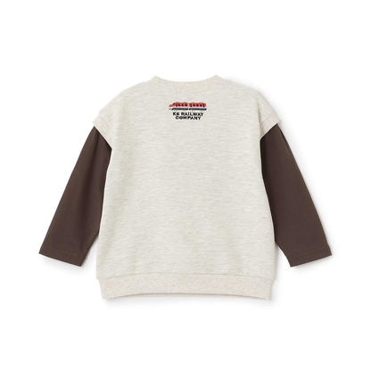 電車圖案貼布繡多層次風格套頭衫