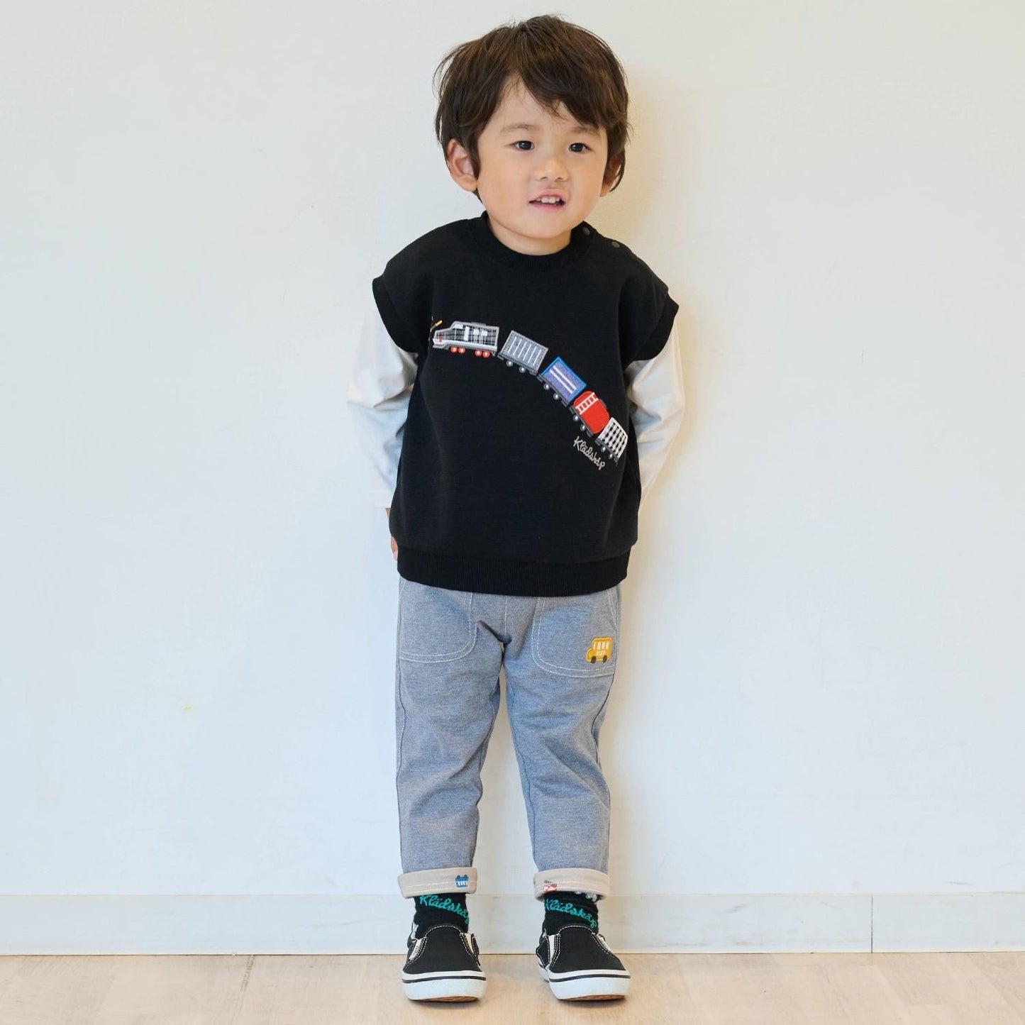 電車圖案貼布繡多層次風格套頭衫