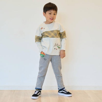 恐龍圖案加厚長款直筒褲