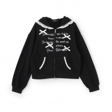 蕾絲拼接連帽衛衣