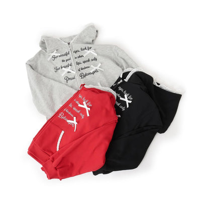 蕾絲拼接連帽衛衣