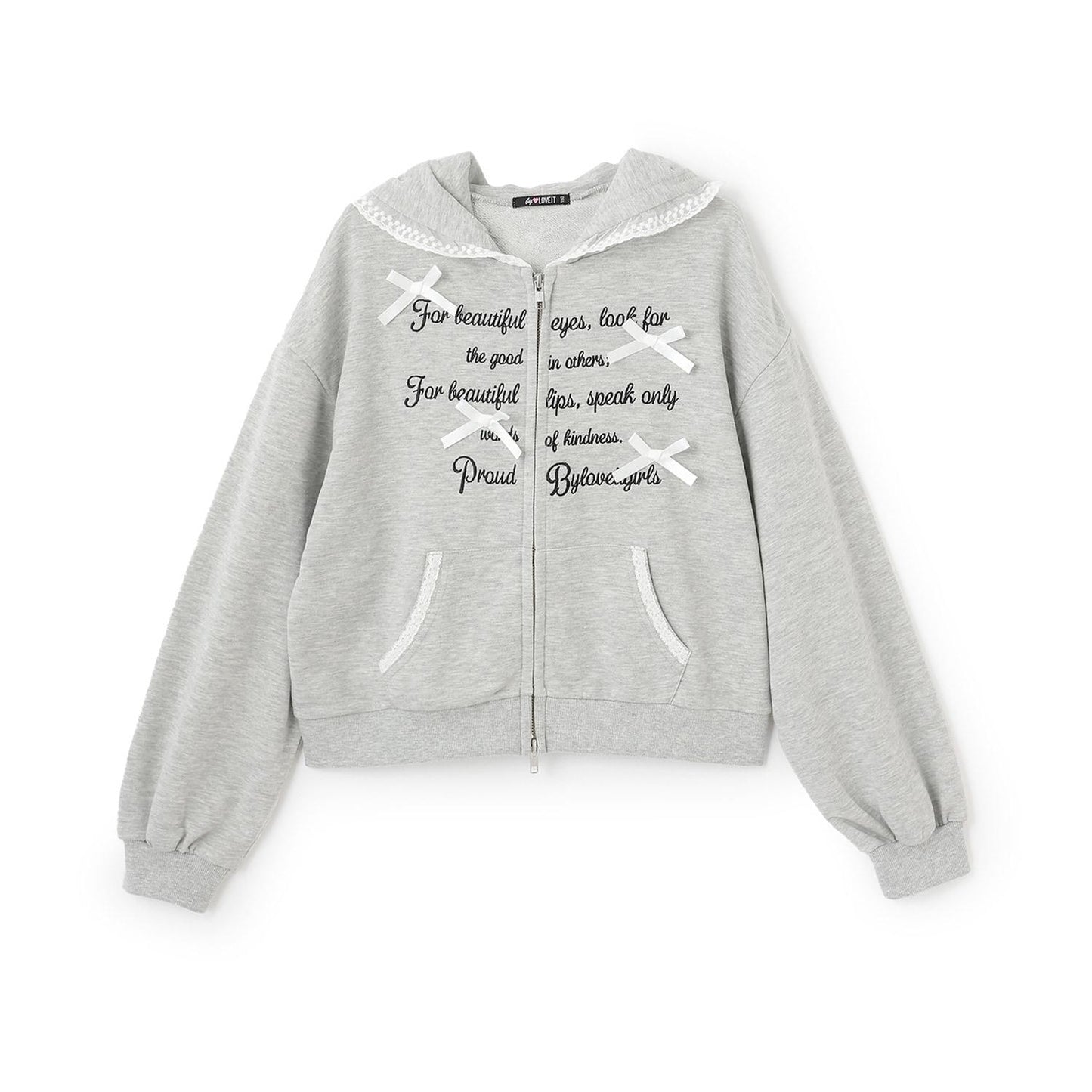 蕾絲拼接連帽衛衣