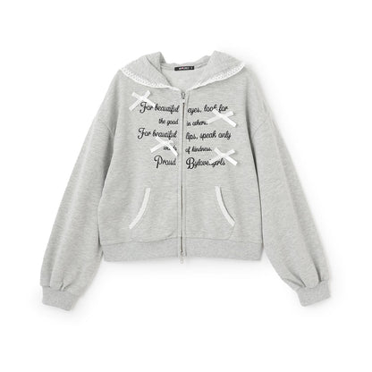 蕾絲拼接連帽衛衣