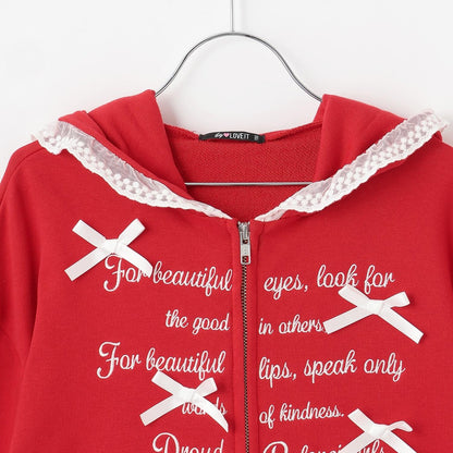 蕾絲拼接連帽衛衣