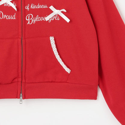 蕾絲拼接連帽衛衣