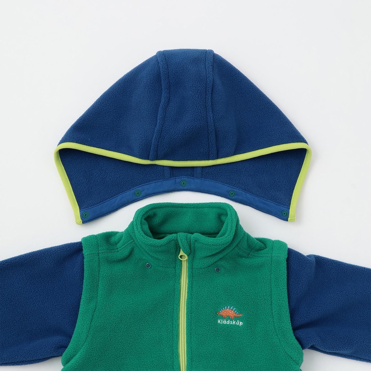 恐龍拼接三用抓絨連帽衫