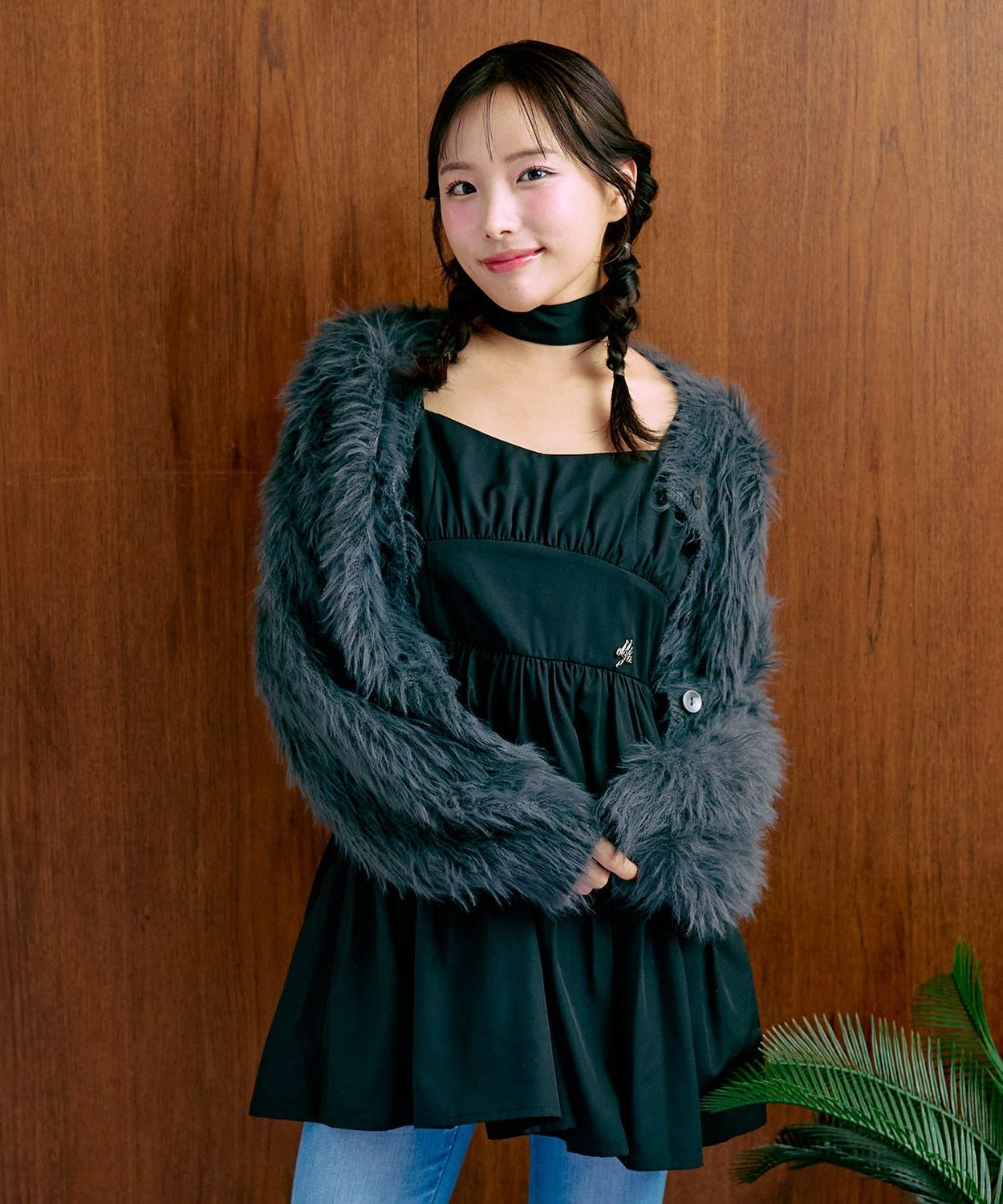 毛絨短款開衫【韓國時尚】