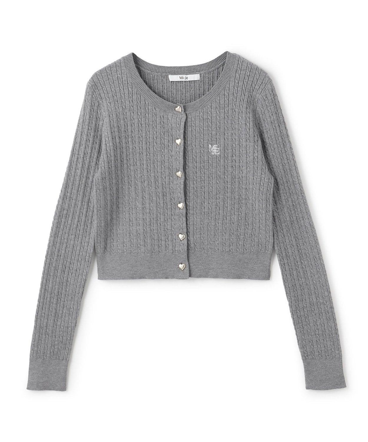 愛心紐扣麻花針織開衫【韓國時尚】