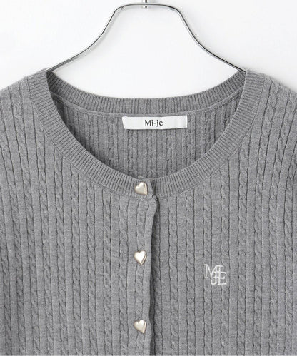 愛心紐扣麻花針織開衫【韓國時尚】