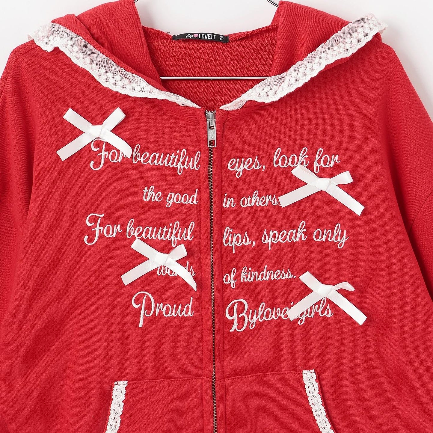 蕾絲拼接連帽衛衣