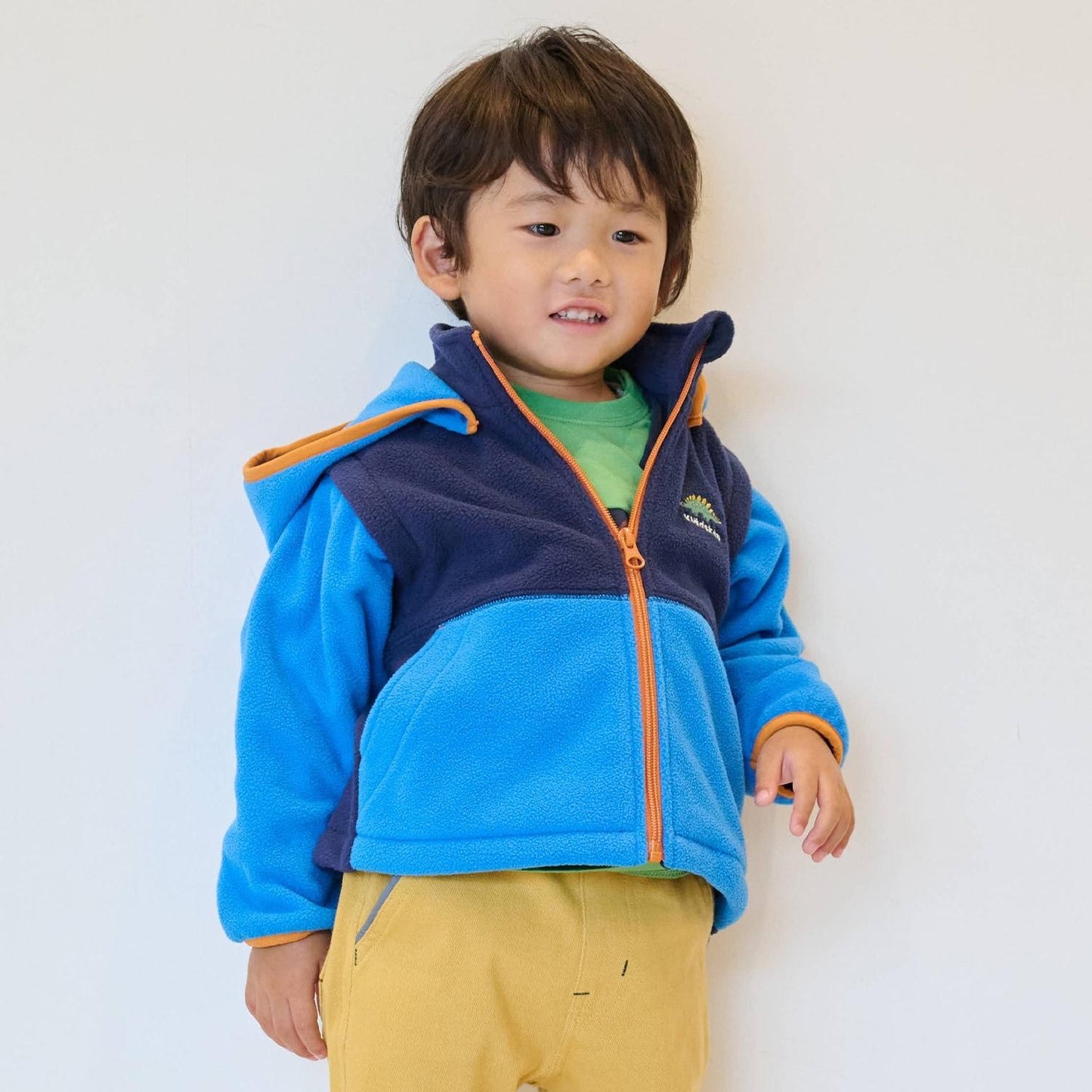 恐龍拼接三用抓絨連帽衫