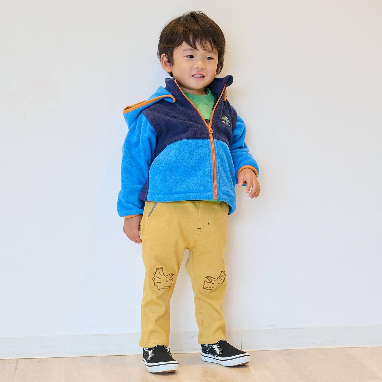 恐龍拼接三用抓絨連帽衫