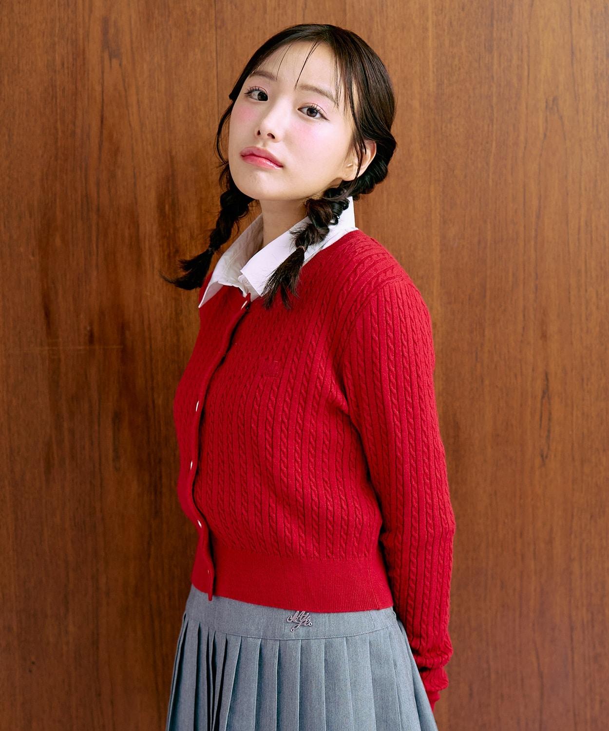 愛心紐扣麻花針織開衫【韓國時尚】