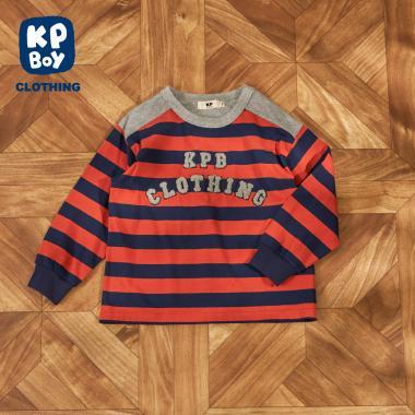 繡花標誌條紋長袖T恤