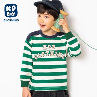 繡花標誌條紋長袖T恤