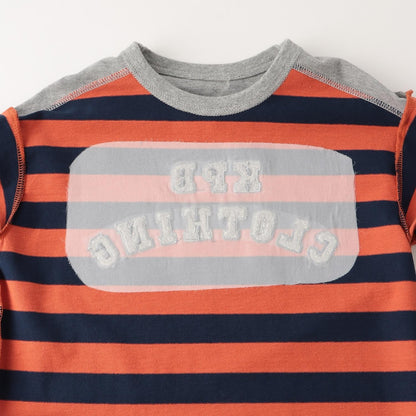 繡花標誌條紋長袖T恤