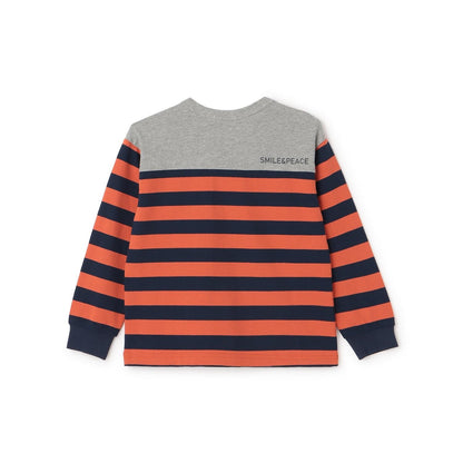 繡花標誌條紋長袖T恤