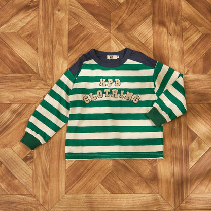 繡花標誌條紋長袖T恤