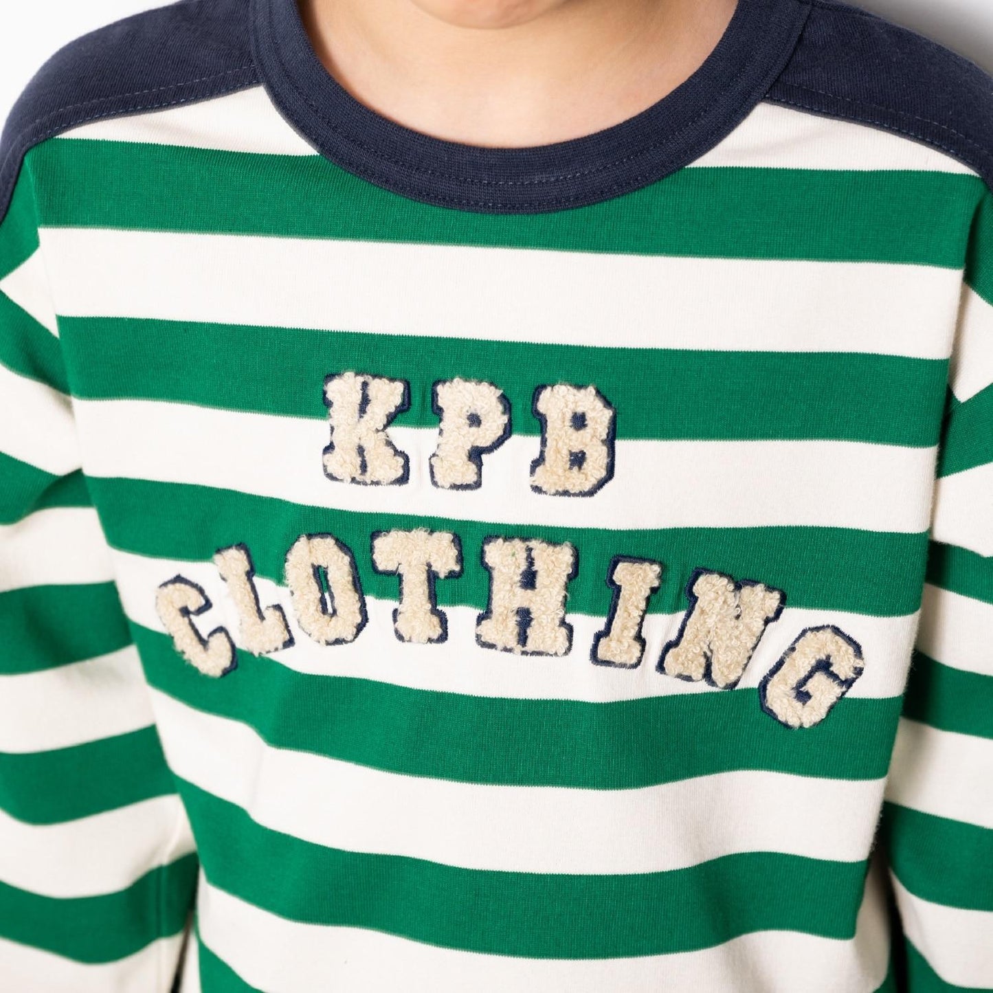 繡花標誌條紋長袖T恤