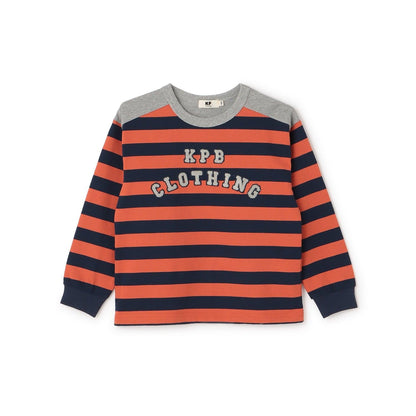 繡花標誌條紋長袖T恤