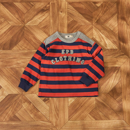 繡花標誌條紋長袖T恤