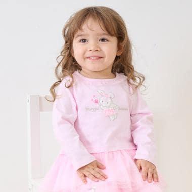 天使兔子下襬荷葉邊長袖T恤