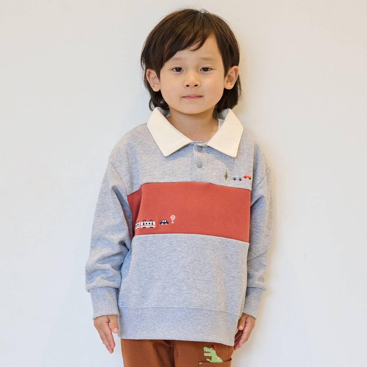 交通工具刺繡翻領衛衣