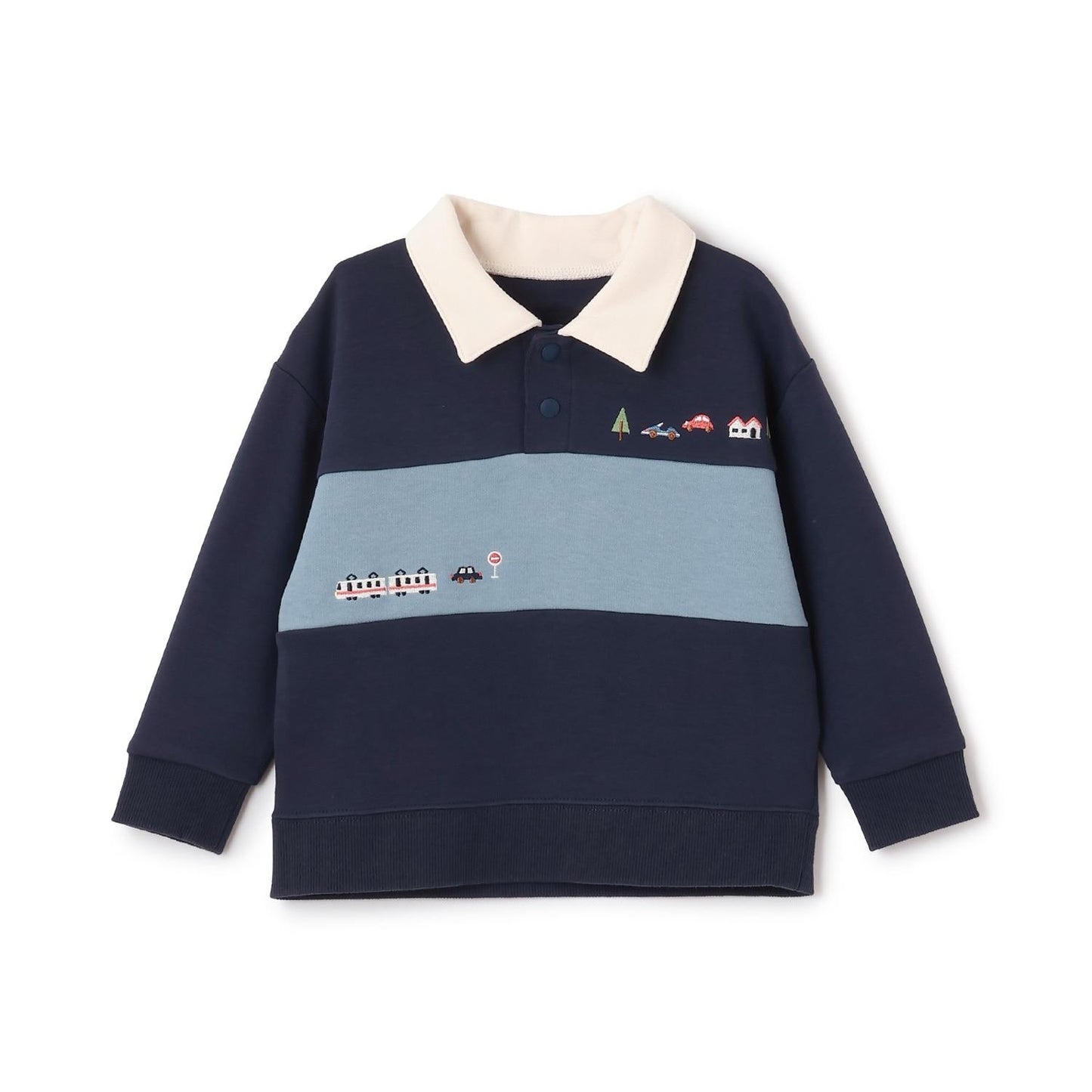 交通工具刺繡翻領衛衣