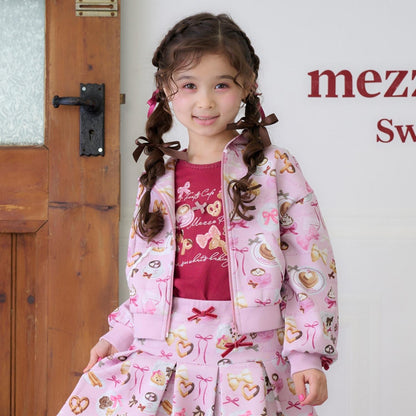 咖啡圖案拉鍊連帽衛衣