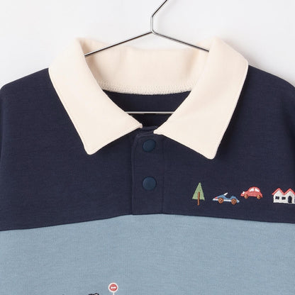 交通工具刺繡翻領衛衣