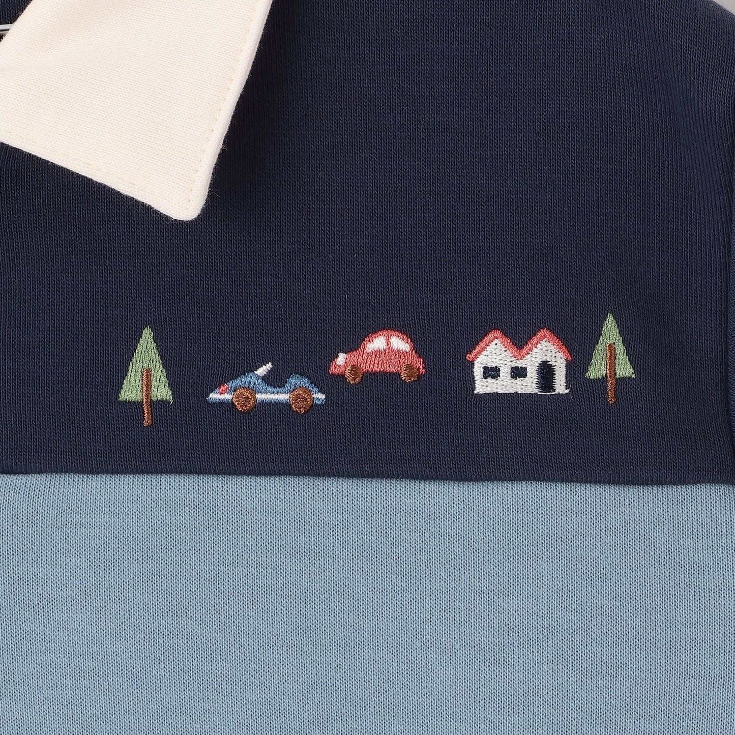 交通工具刺繡翻領衛衣