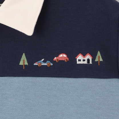 交通工具刺繡翻領衛衣