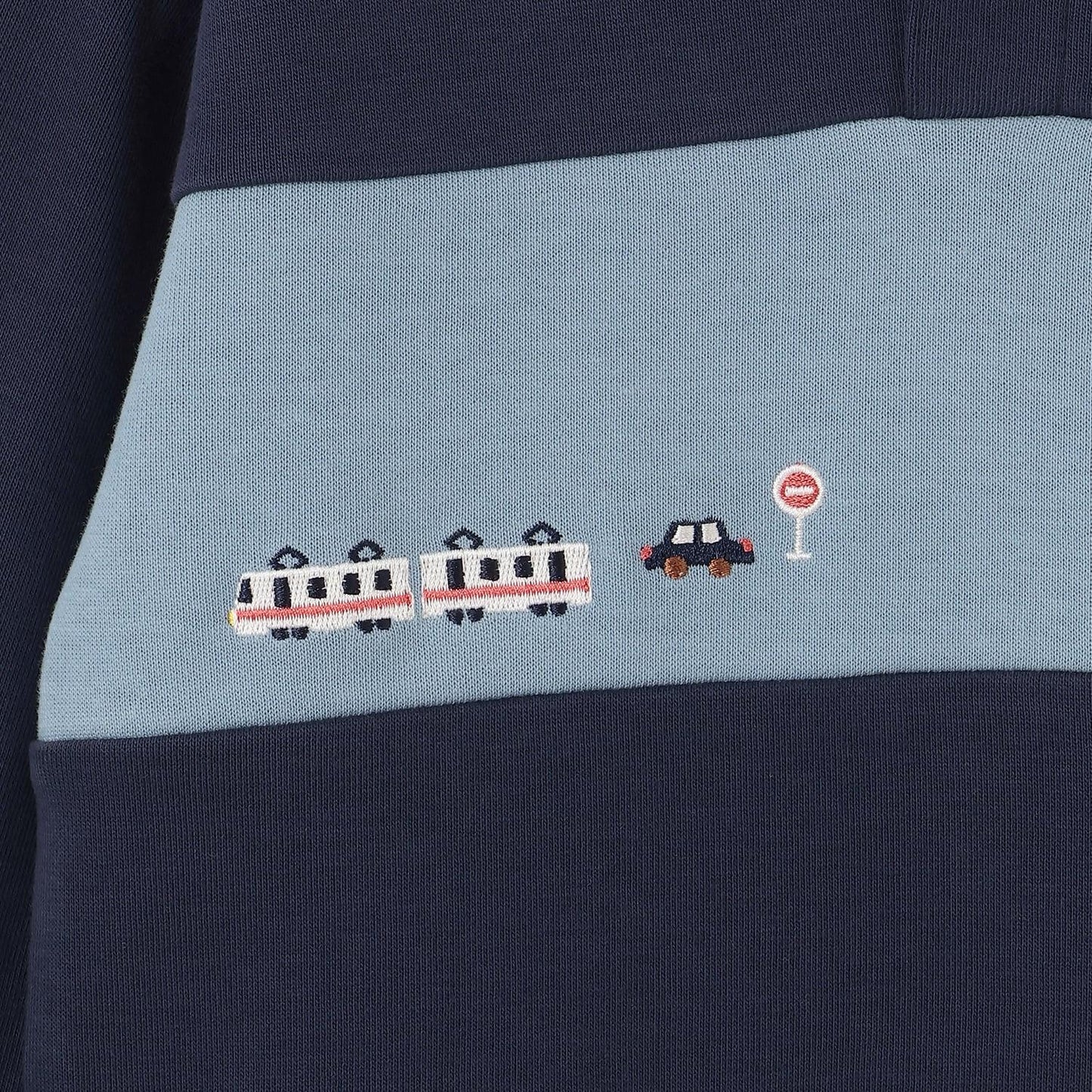 交通工具刺繡翻領衛衣