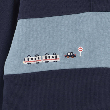 交通工具刺繡翻領衛衣