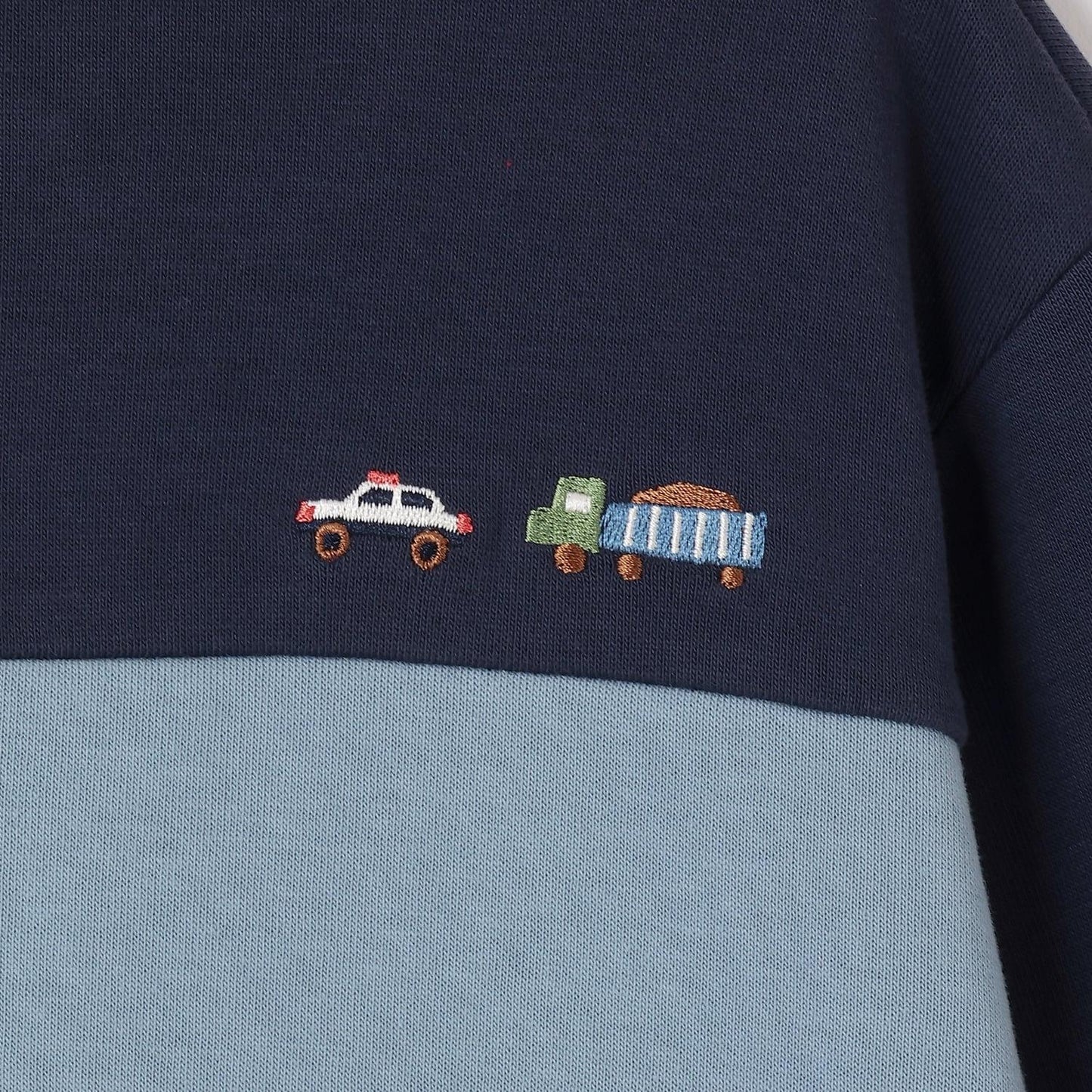 交通工具刺繡翻領衛衣