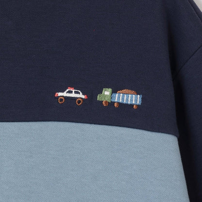 交通工具刺繡翻領衛衣