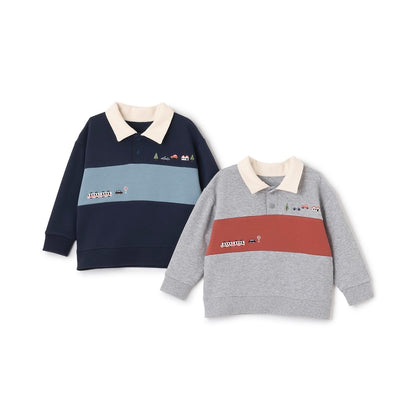 交通工具刺繡翻領衛衣