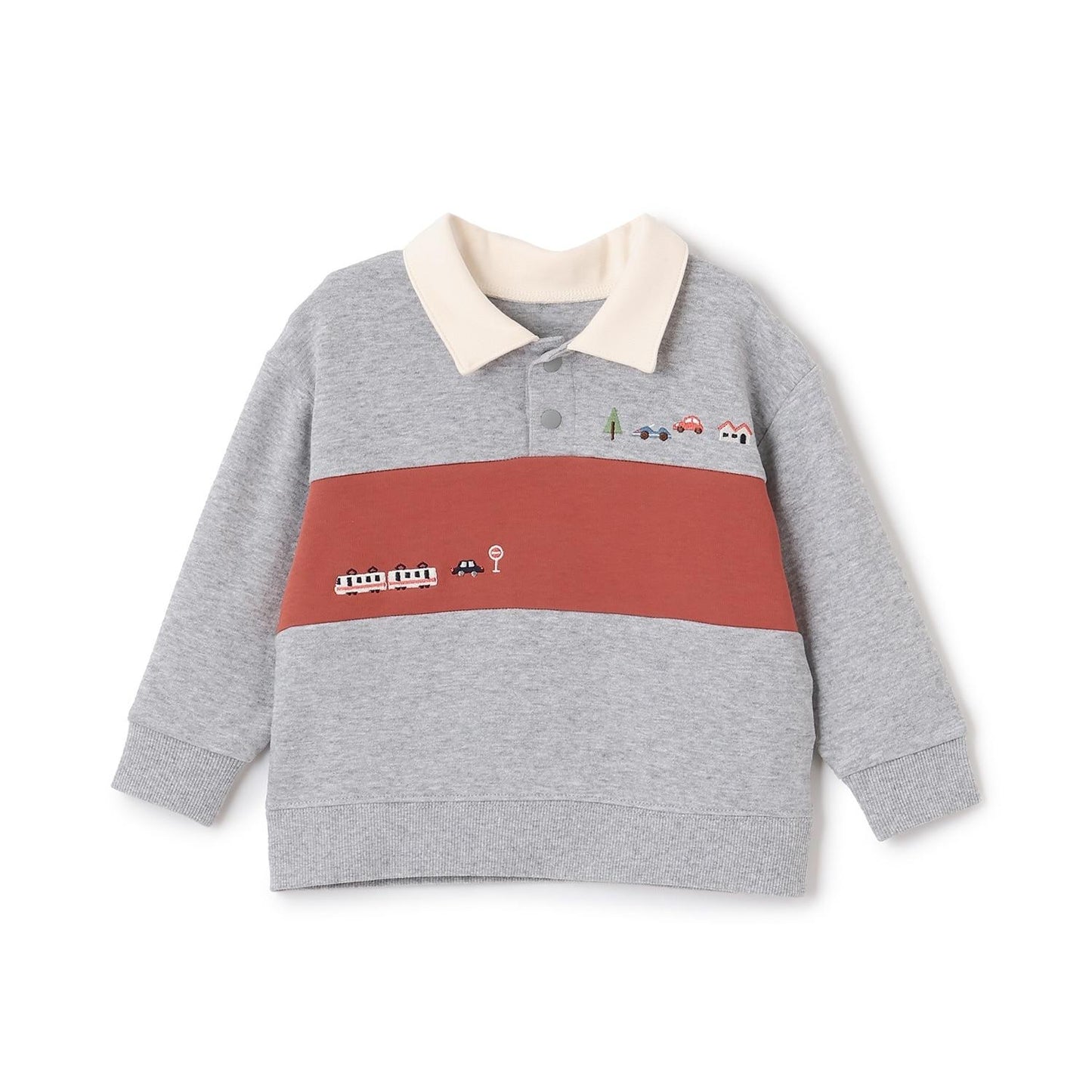 交通工具刺繡翻領衛衣