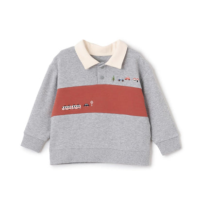 交通工具刺繡翻領衛衣