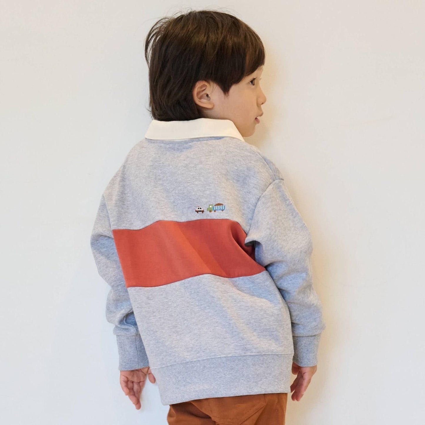 交通工具刺繡翻領衛衣